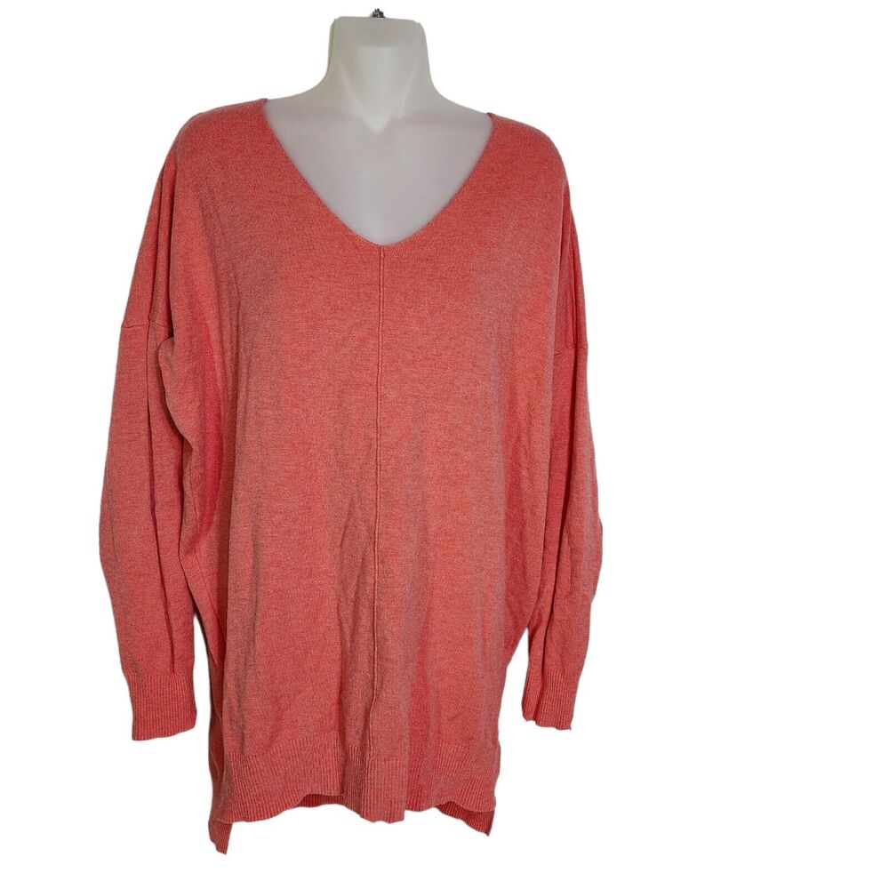 Plush Boutique Womens Tunic Sweater Size S/M Salmond V Neck Oversized Hi Low